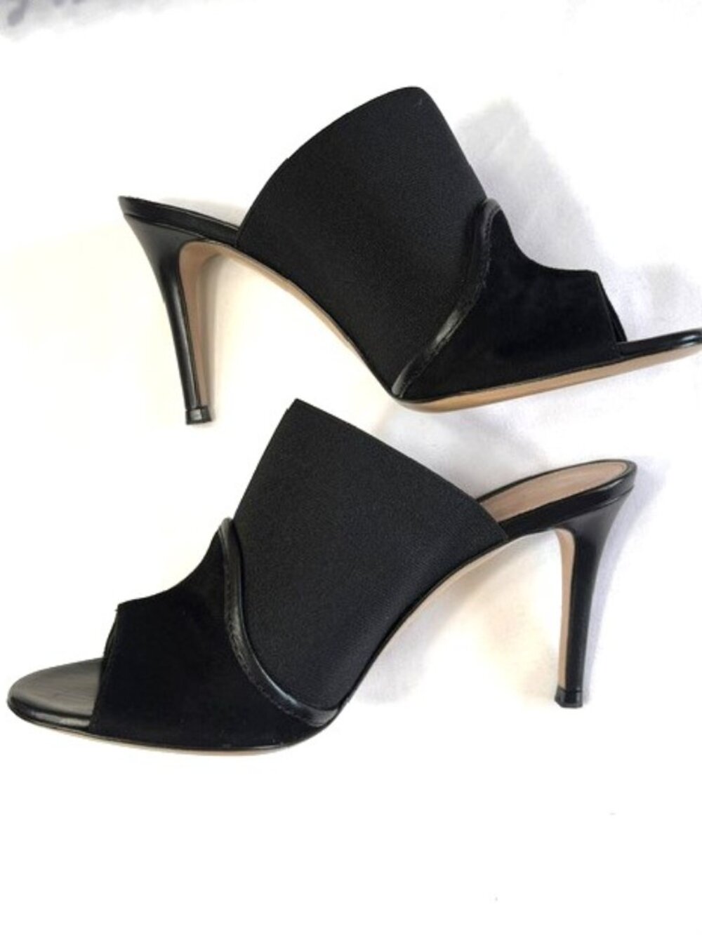 Gianvito Rossi Leather Suede and Fabric  Stiletto Mules NWT 6.5